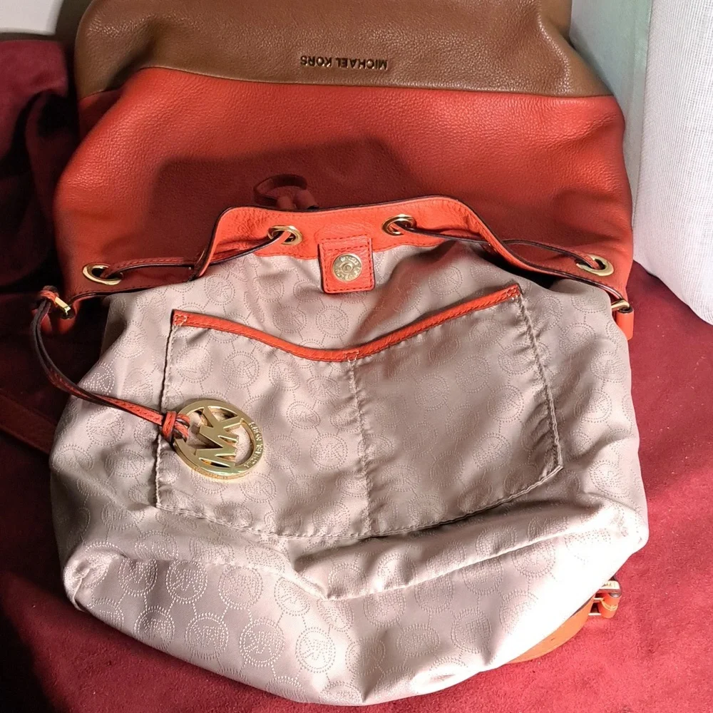 SOLD ๐ NEW Michael Kors Orange & Brown Soft Pebble Leather Shoulder Bag - Picture 11 of 13